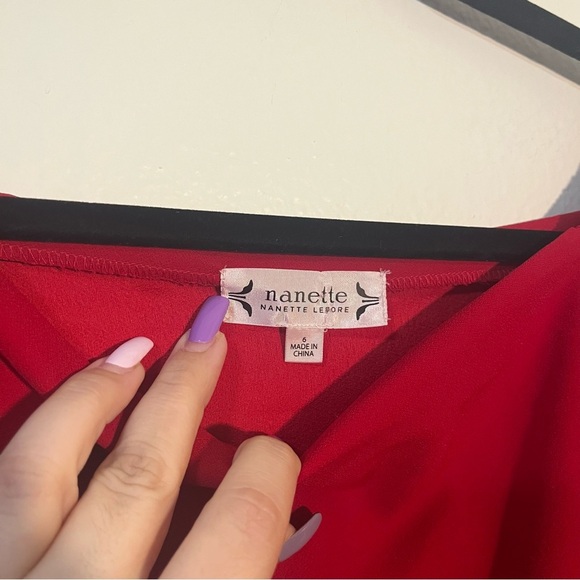 Nanette Lepore Red Mini Dress Tiered Ruffled Sleeves Size 6 Hoco Formal Holiday - Picture 4 of 6